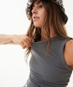 Afends Womens Milla - Hemp Ribbed Singlet - Steel