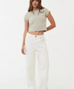 Afends Womens Moss - Organic Denim Carpenter Jeans - Off White