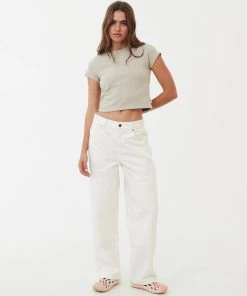 Afends Womens Moss - Organic Denim Carpenter Jeans - Off White