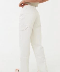 Afends Womens Moss - Organic Denim Carpenter Jeans - Off White