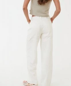 Afends Womens Moss - Organic Denim Carpenter Jeans - Off White