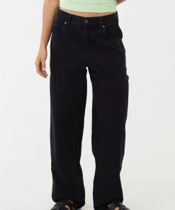 Afends Womens Moss - Organic Denim Carpenter Jeans - Washed Black NEW ARRIVALS