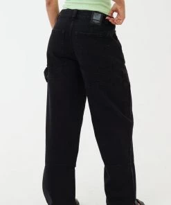 Afends Womens Moss - Organic Denim Carpenter Jeans - Washed Black NEW ARRIVALS