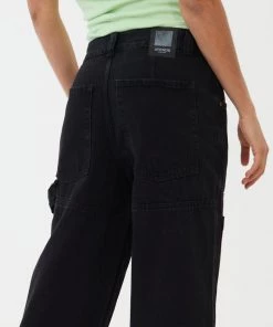 Afends Womens Moss - Organic Denim Carpenter Jeans - Washed Black NEW ARRIVALS