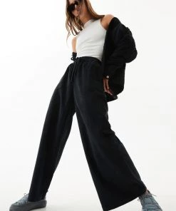 NEW ARRIVALS Afends Womens Night Away - Hemp Corduroy Baggy Wide Leg Pants - Black