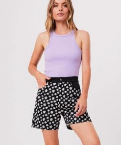 Clothing Afends Womens Pascale Shelby - Hemp High Waisted Shorts - Black