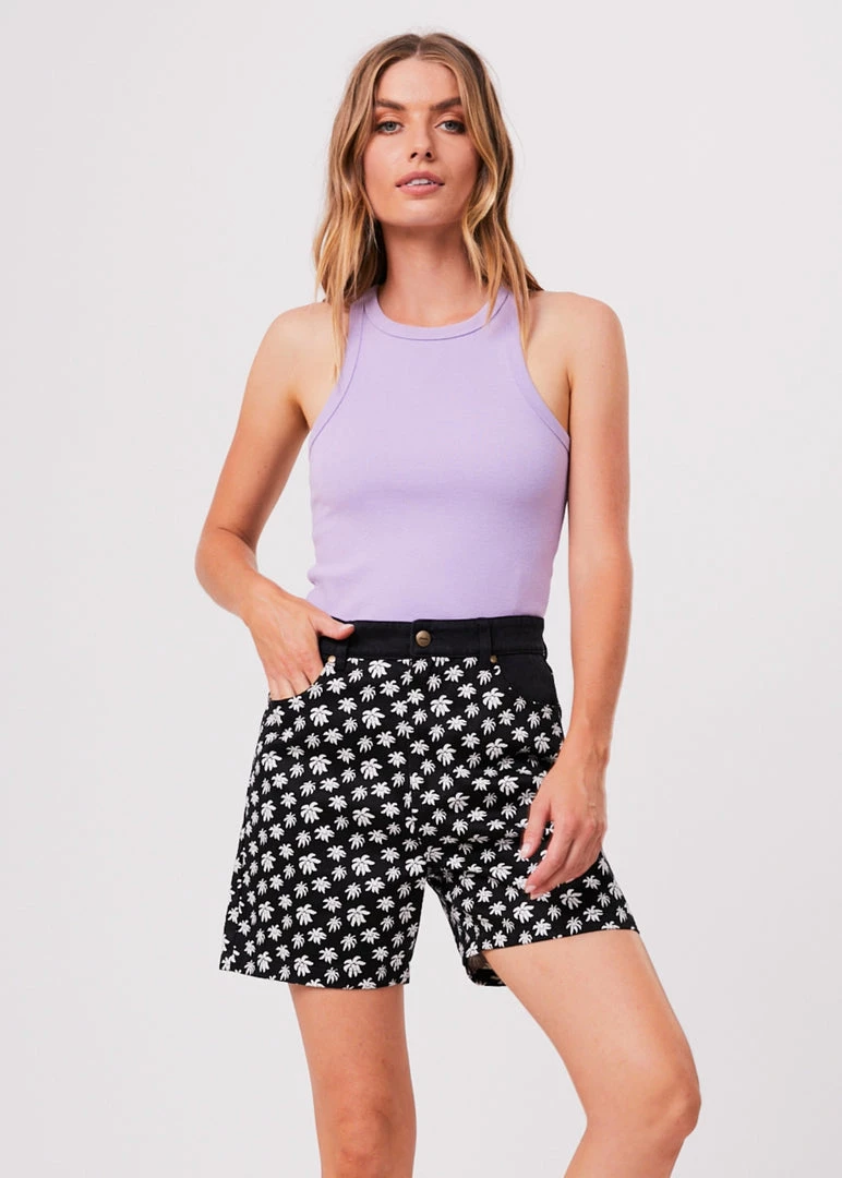 Clothing Afends Womens Pascale Shelby - Hemp High Waisted Shorts - Black 1 Clothing Afends Womens Pascale Shelby - Hemp High Waisted Shorts - Black