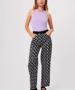 Afends Womens Pascale Shelby Long - Hemp Wide Leg Pants - Black