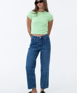 Afends Womens Tagged Shelby - Hemp Denim Wide Leg Jeans - Graffiti Blue NEW ARRIVALS