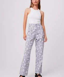 Clothing Afends Womens Tribal Shelby Long - Organic Wide Leg Pants - Silver