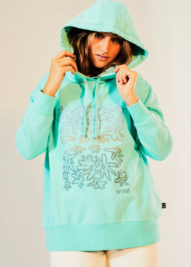 Afends Womens Ava - Hemp Graphic Hoodie - Mint Clothing 5 Afends Womens Ava - Hemp Graphic Hoodie - Mint Clothing