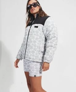 Afends Womens Ava - Recycled Puffer Jacket - Charcoal