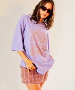 Afends Womens Ava - Hemp Oversized Graphic T-Shirt - Plum