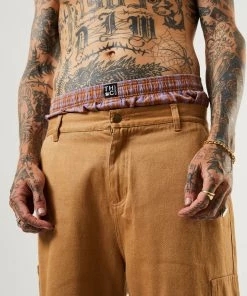 Clothing Afends Unisex Colby - Hemp Check Boxers - Plum