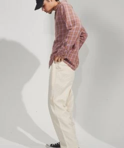 Afends Mens Chess Club - Hemp Relaxed Pants - Natural EVERYDAY ESSENTIALS