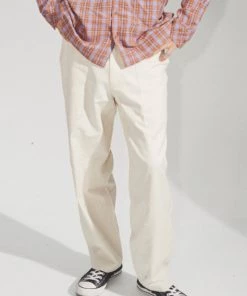 Afends Mens Chess Club - Hemp Relaxed Pants - Natural EVERYDAY ESSENTIALS