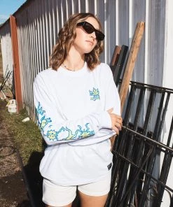 Afends Unisex Sleepy Hollow - Unisex Hemp Long Sleeve Graphic T-Shirt - White