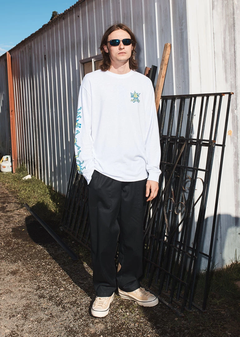 Afends Unisex Sleepy Hollow - Unisex Hemp Long Sleeve Graphic T-Shirt - White 3 Afends Unisex Sleepy Hollow - Unisex Hemp Long Sleeve Graphic T-Shirt - White