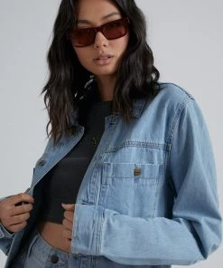 Afends Unisex Overtime - Unisex Hemp Denim Jacket - Stone Blue SALE