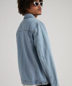 Afends Unisex Overtime - Unisex Hemp Denim Jacket - Stone Blue SALE
