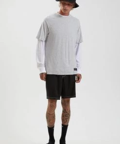 Afends Mens Classic - Hemp Retro Fit Tee - Grey Marle SALE