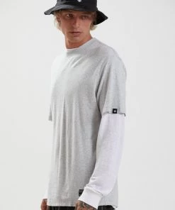 Afends Mens Classic - Hemp Retro Fit Tee - Grey Marle SALE