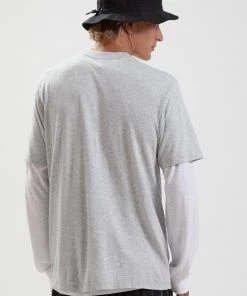 Afends Mens Classic - Hemp Retro Fit Tee - Grey Marle SALE