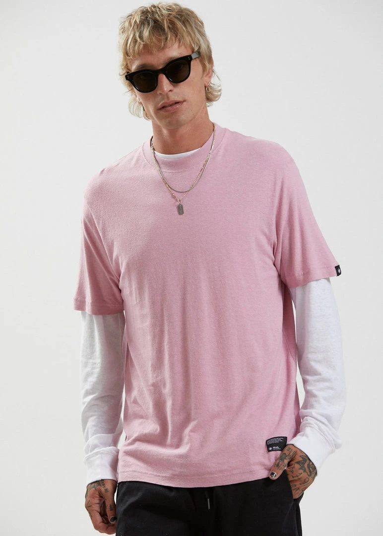 SALE Afends Mens Classic - Hemp Retro Fit Tee - Smokey Pink 1 SALE Afends Mens Classic - Hemp Retro Fit Tee - Smokey Pink