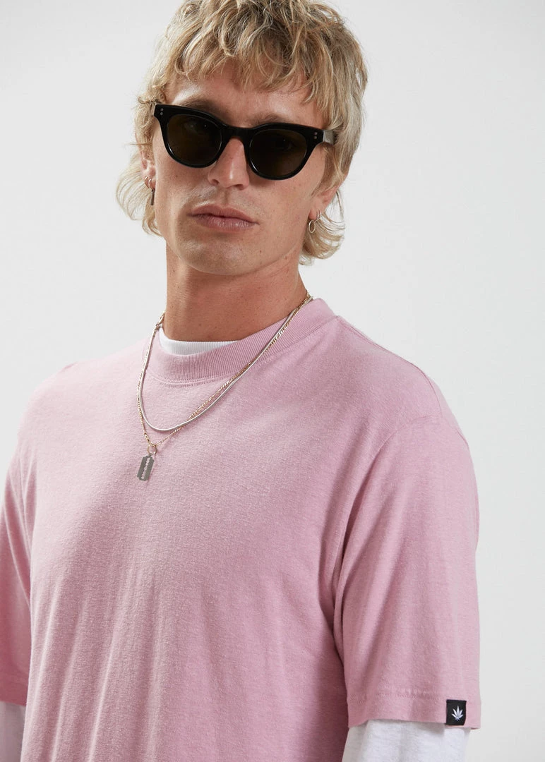 SALE Afends Mens Classic - Hemp Retro Fit Tee - Smokey Pink 2 SALE Afends Mens Classic - Hemp Retro Fit Tee - Smokey Pink