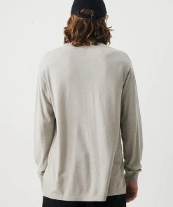 Afends Mens Essential - Hemp Retro Fit Long Sleeve Tee - Desert SALE