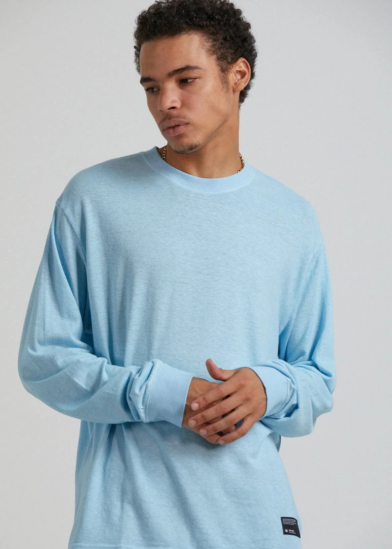 Afends Mens Essential - Hemp Retro Fit Long Sleeve Tee - Sky Blue 2 Afends Mens Essential - Hemp Retro Fit Long Sleeve Tee - Sky Blue