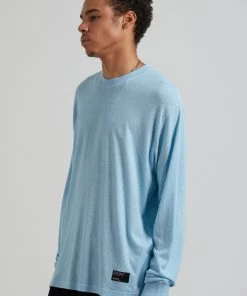 Afends Mens Essential - Hemp Retro Fit Long Sleeve Tee - Sky Blue 8 Afends Mens Essential - Hemp Retro Fit Long Sleeve Tee - Sky Blue