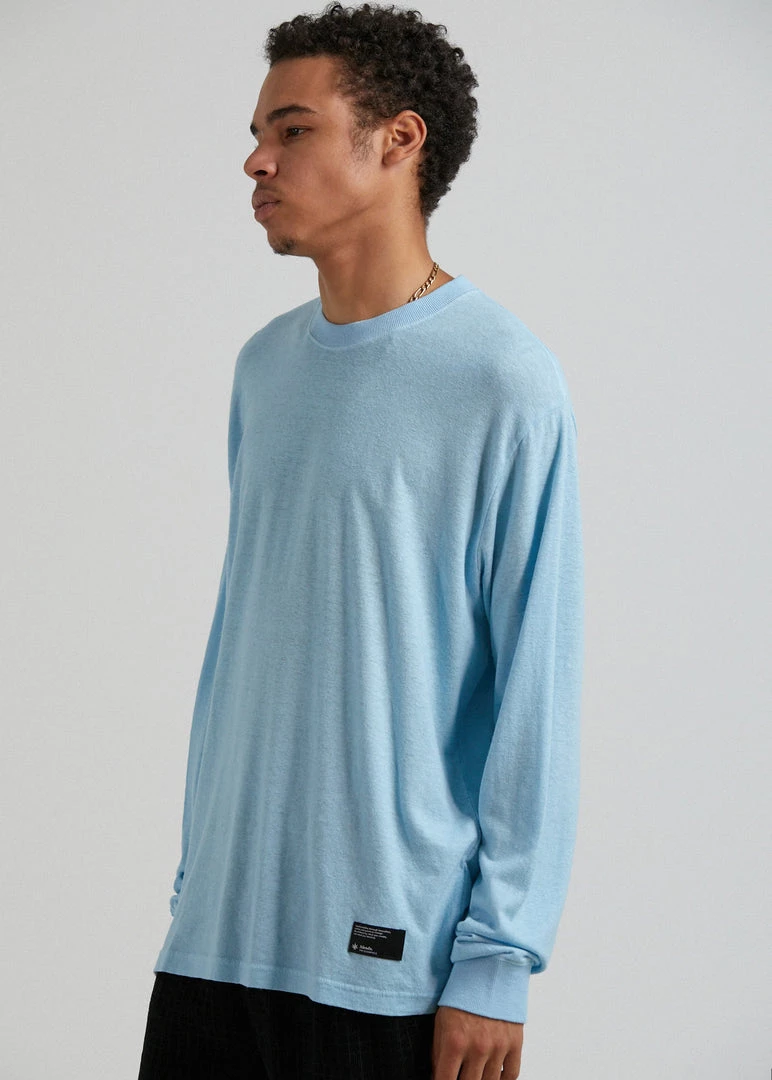 Afends Mens Essential - Hemp Retro Fit Long Sleeve Tee - Sky Blue 4 Afends Mens Essential - Hemp Retro Fit Long Sleeve Tee - Sky Blue