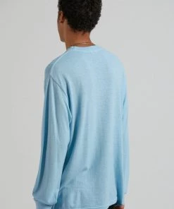 Afends Mens Essential - Hemp Retro Fit Long Sleeve Tee - Sky Blue 9 Afends Mens Essential - Hemp Retro Fit Long Sleeve Tee - Sky Blue
