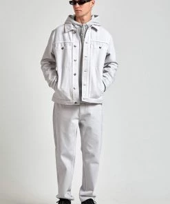 Afends Unisex Detroit - Unisex Organic Denim Jacket - Smoke