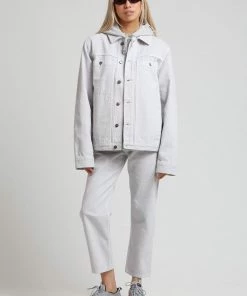 Afends Unisex Detroit - Unisex Organic Denim Jacket - Smoke