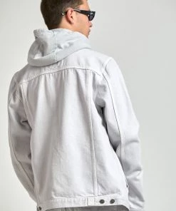 Afends Unisex Detroit - Unisex Organic Denim Jacket - Smoke