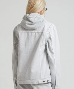 Afends Unisex Detroit - Unisex Organic Denim Jacket - Smoke