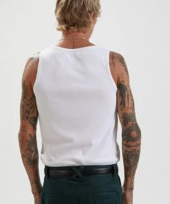 Afends Mens Foundation - Hemp Rib Singlet - White