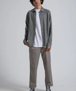 Afends Mens Everyday - Hemp Long Sleeve Shirt - Olive SALE