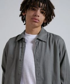 Afends Mens Everyday - Hemp Long Sleeve Shirt - Olive SALE