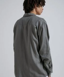 Afends Mens Everyday - Hemp Long Sleeve Shirt - Olive SALE