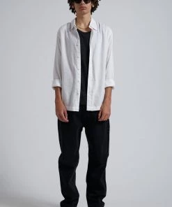 SALE Afends Mens Everyday - Hemp Long Sleeve Shirt - White