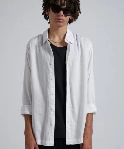 SALE Afends Mens Everyday - Hemp Long Sleeve Shirt - White