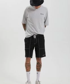 Afends Mens Baywatch Recycled - Mens Elastic Waist Short - Black