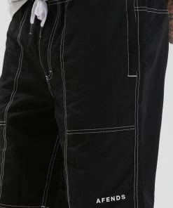 Afends Mens Baywatch Recycled - Mens Elastic Waist Short - Black