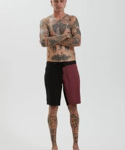 Afends Mens Deadbeat - Hemp Fixed Waist Boardshort - Black SALE