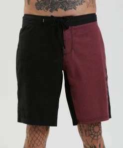 Afends Mens Deadbeat - Hemp Fixed Waist Boardshort - Black SALE