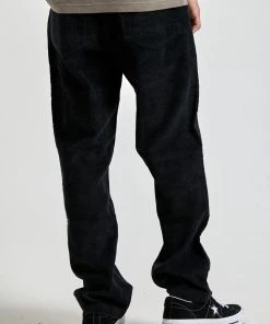 SALE Afends Mens Ninety Twos - Hemp Corduroy Relaxed Fit Pant - Black