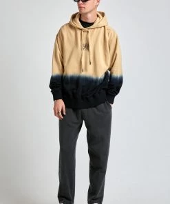 SALE Afends Unisex Isaiah - Unisex Pull On Hood - Black Bleach Dip Dye